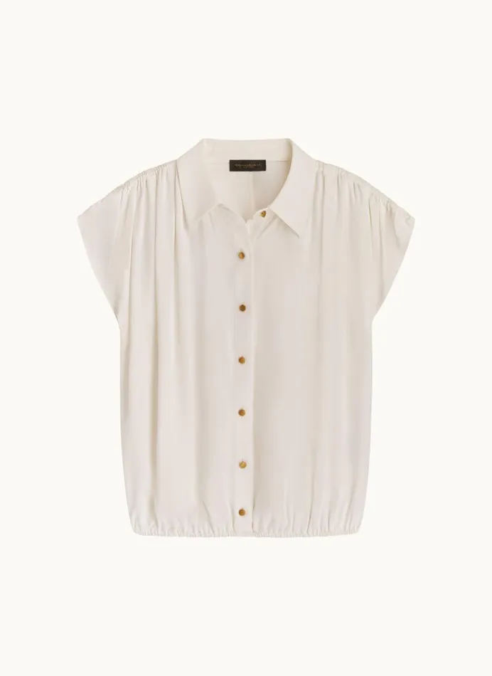 Women ELASTIC HEM BLOUSE Cream Donna Karan New York Sweaters And Tops Women ELASTIC HEM BLOUSE Cream Donna Karan New York Sweaters And Tops