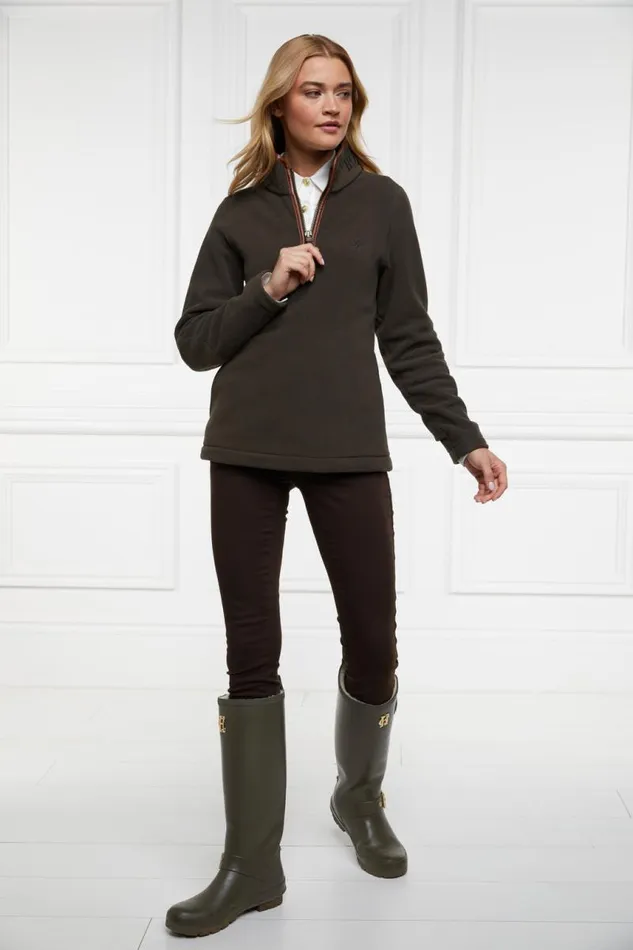 WomenEquestrian Fleeces Holland Cooper Country Fleece Half Zip Khaki WomenEquestrian Fleeces Holland Cooper Country Fleece Half Zip Khaki