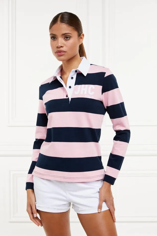 WomenEquestrian Polo Shirts Holland Cooper JHC Sweatshirt Ink Navy Pale Pink