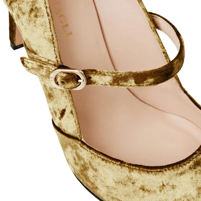Women Evening Bruno Magli Gemma Mary Jane Pump 8211 Olive Velvet