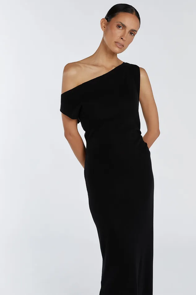 Women Event Dresses DISSH JUNIE BLACK KNIT MIDI DRESS