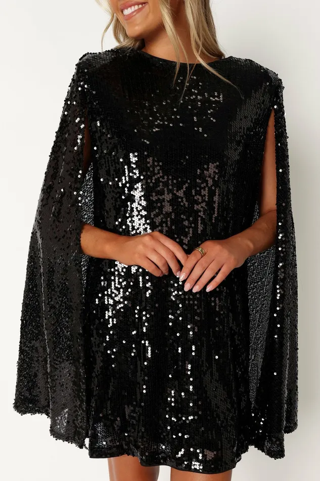 Women Event Dresses Petal and Pup Jemima Mini Dress Black Sequin