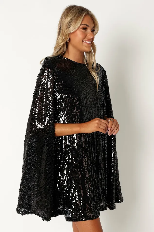 Women Event Dresses Petal and Pup Jemima Mini Dress Black Sequin