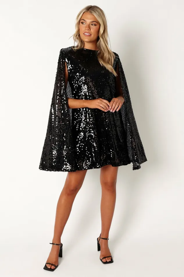 Women Event Dresses Petal and Pup Jemima Mini Dress Black Sequin