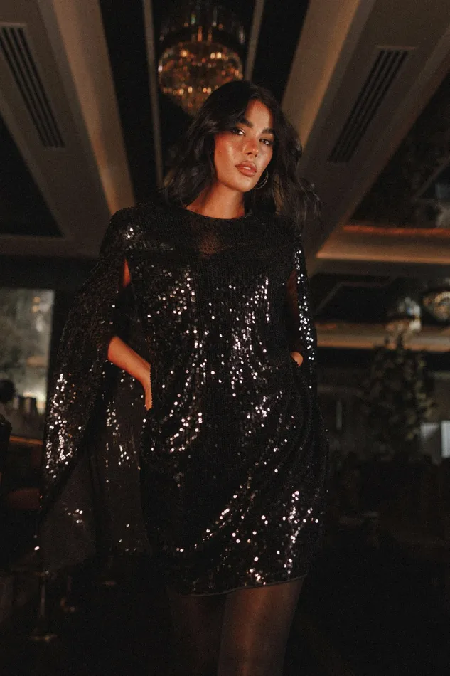 Women Event Dresses Petal and Pup Jemima Mini Dress Black Sequin