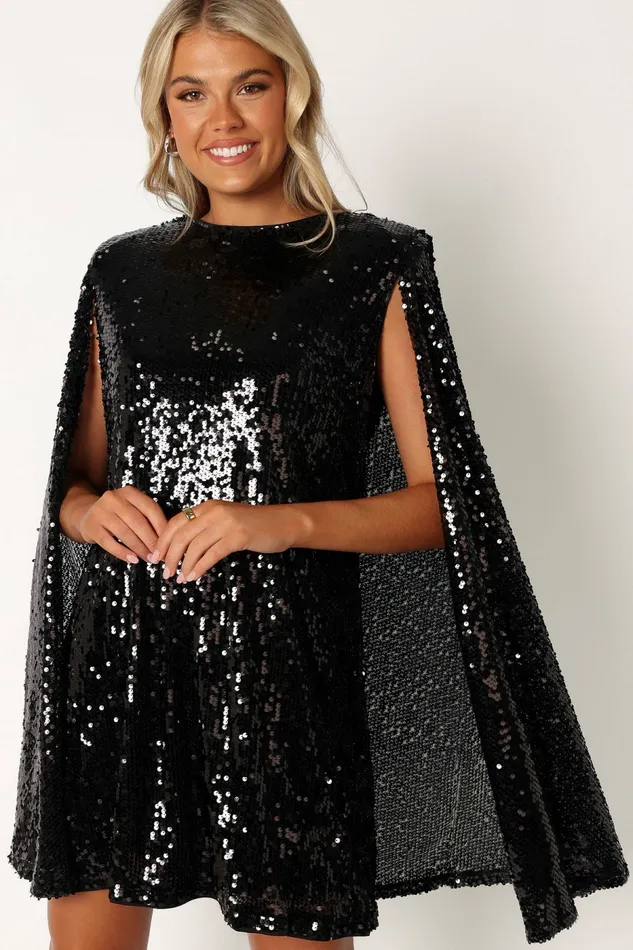 Women Event Dresses Petal and Pup Jemima Mini Dress Black Sequin