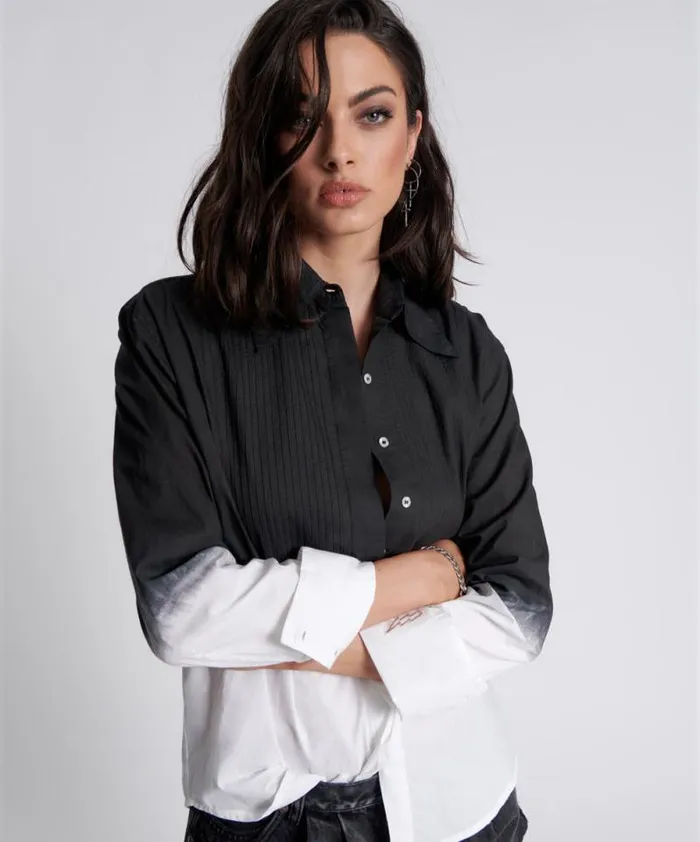 Women FADE OUT TUXEDO SHIRT One Teaspoon Shirts Women FADE OUT TUXEDO SHIRT One Teaspoon Shirts
