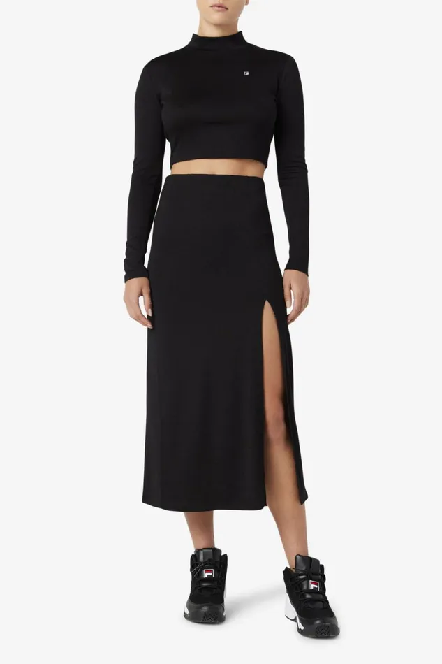 Women Fila Skirts Londyn Midi Skirt Black Women Fila Skirts Londyn Midi Skirt Black