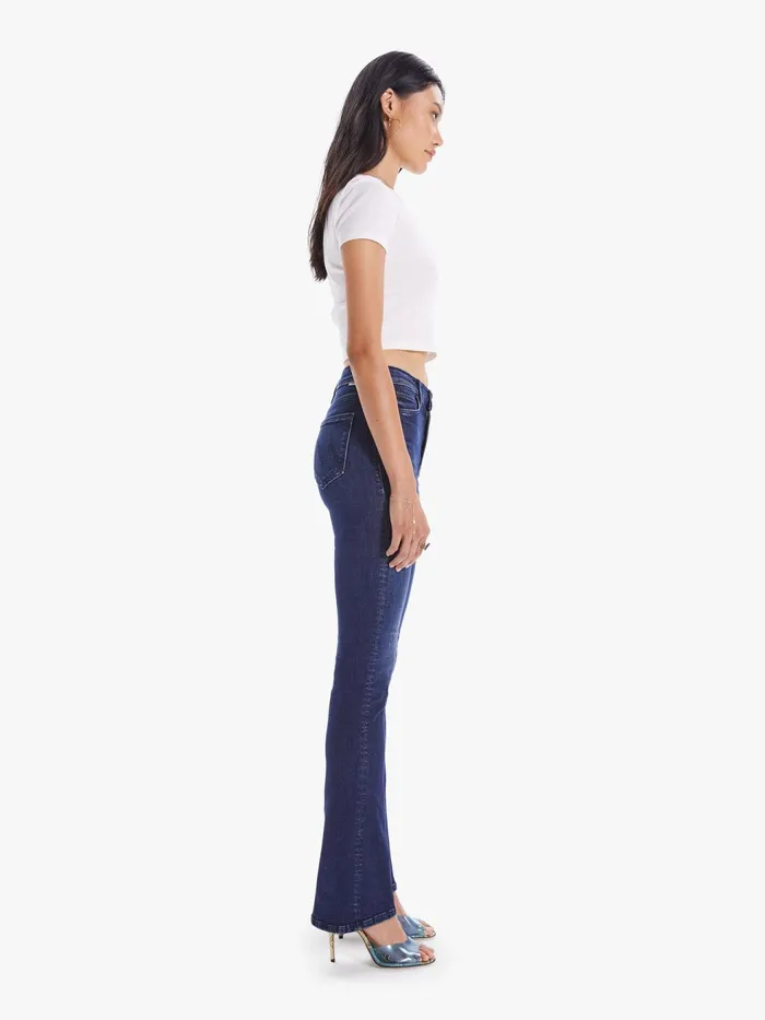Women Flare Mother Denim High Waisted Runaway Dark Blue