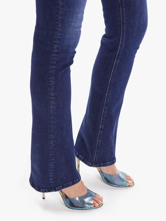 Women Flare Mother Denim High Waisted Runaway Dark Blue