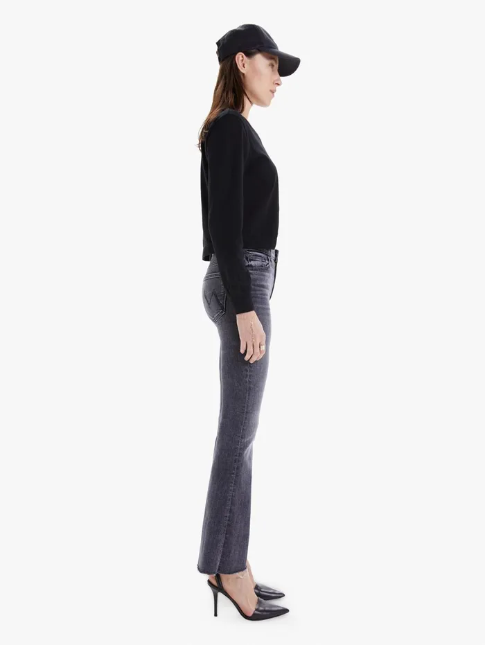 Women Flare Mother Denim The Weekender Fray Black