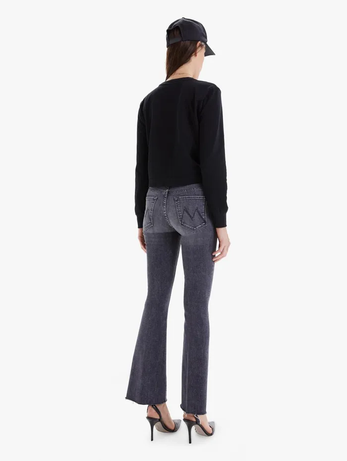 Women Flare Mother Denim The Weekender Fray Black