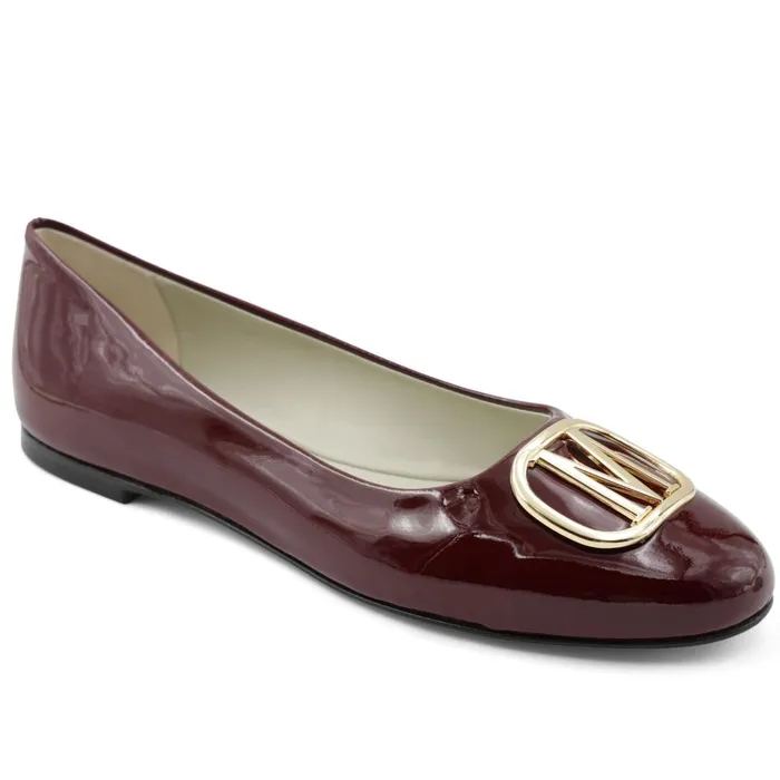 Women Flats and Loafers Bruno Magli Mimi Signature Leather Ballet Flat 8211 Bordeaux Patent