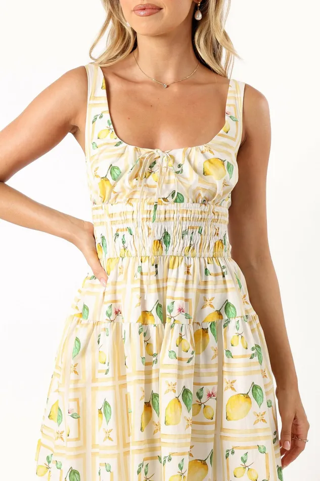 Women Floral Dresses Petal and Pup Cintrico Mini Dress Lemon