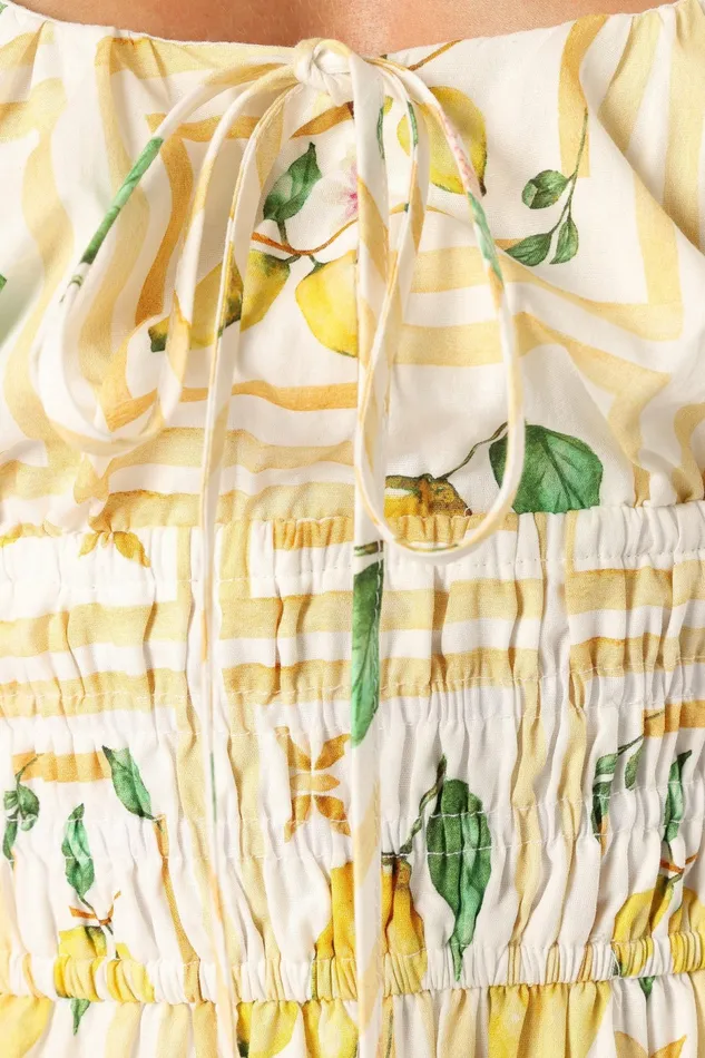Women Floral Dresses Petal and Pup Cintrico Mini Dress Lemon