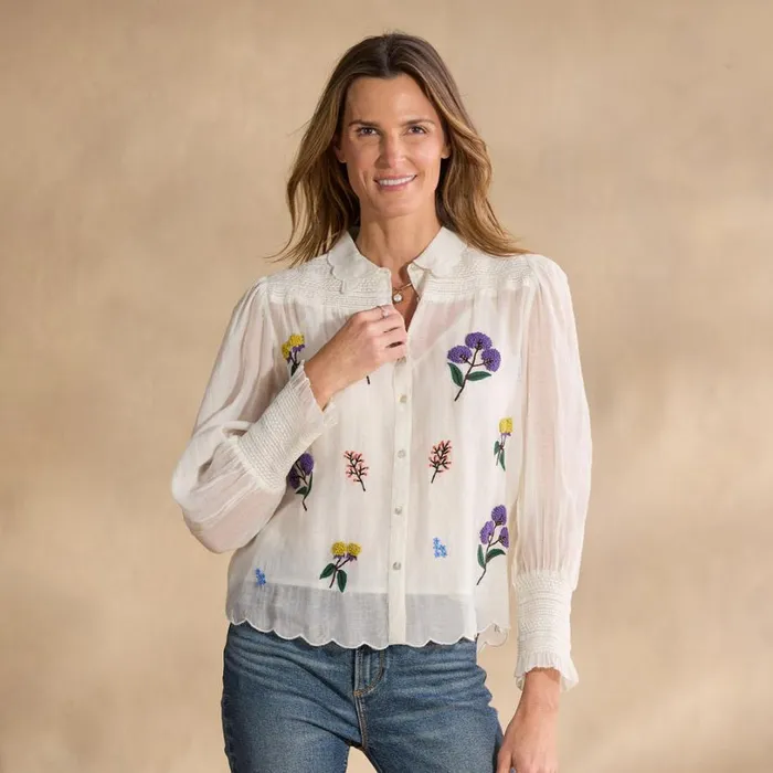 Women Floriana Bloom Shirt Marshmallow Sundance Catalog Tops