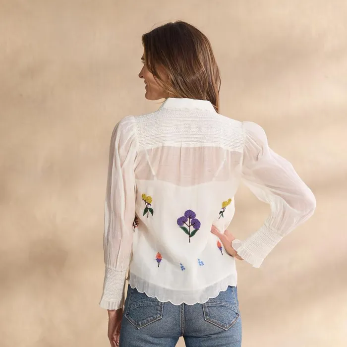 Women Floriana Bloom Shirt Marshmallow Sundance Catalog Tops Women Floriana Bloom Shirt Marshmallow Sundance Catalog Tops