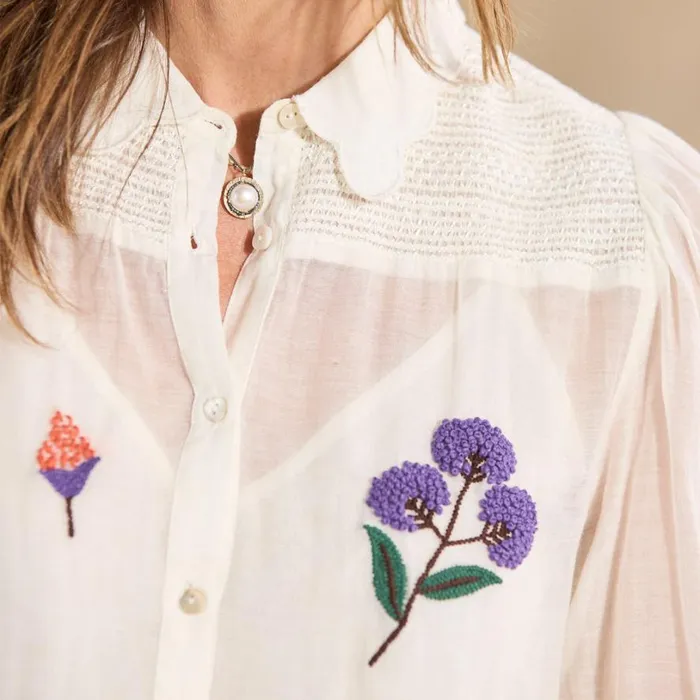 Women Floriana Bloom Shirt Marshmallow Sundance Catalog Tops Women Floriana Bloom Shirt Marshmallow Sundance Catalog Tops