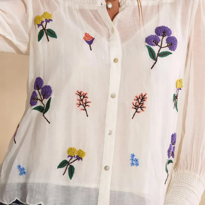 Women Floriana Bloom Shirt Marshmallow Sundance Catalog Tops Women Floriana Bloom Shirt Marshmallow Sundance Catalog Tops