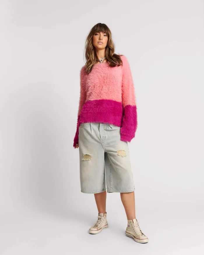 Women FLUFFY COLOUR BLOCK SWEATER One Teaspoon Knitwear Women FLUFFY COLOUR BLOCK SWEATER One Teaspoon Knitwear