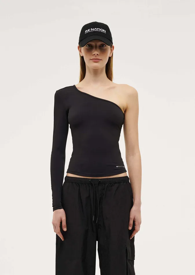 Women FOUNDATION ASYMMETRIC LONG SLEEVE TOP IN BLACK LongSleeveTops PE Nation Women FOUNDATION ASYMMETRIC LONG SLEEVE TOP IN BLACK LongSleeveTops PE Nation
