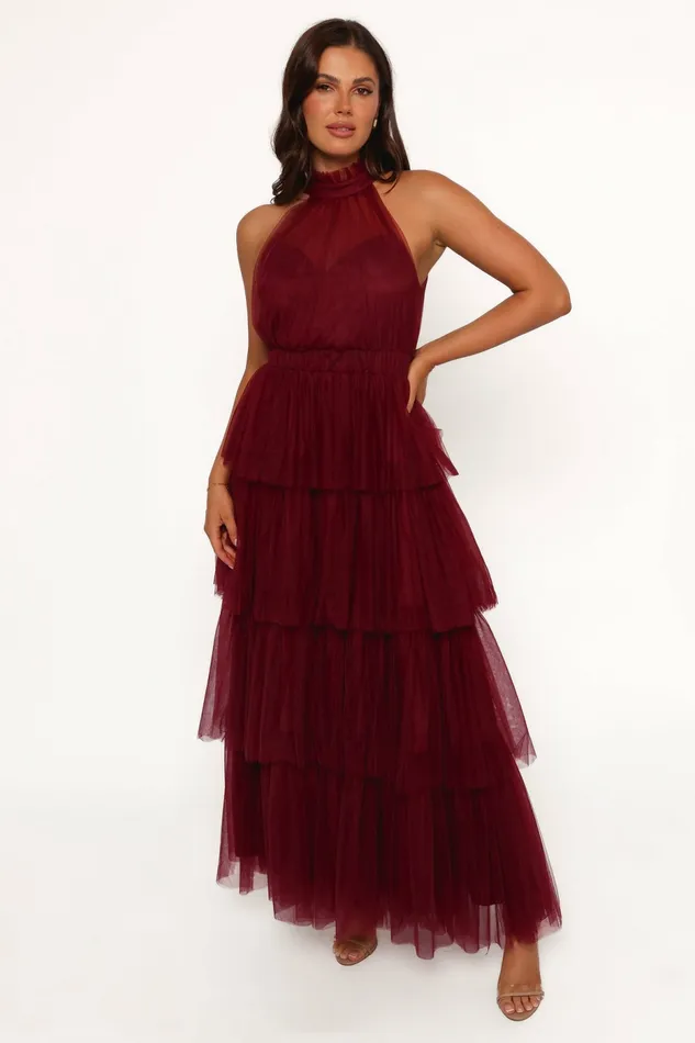 Women Frances Halterneck Maxi Dress Wine Dresses Petal and Pup