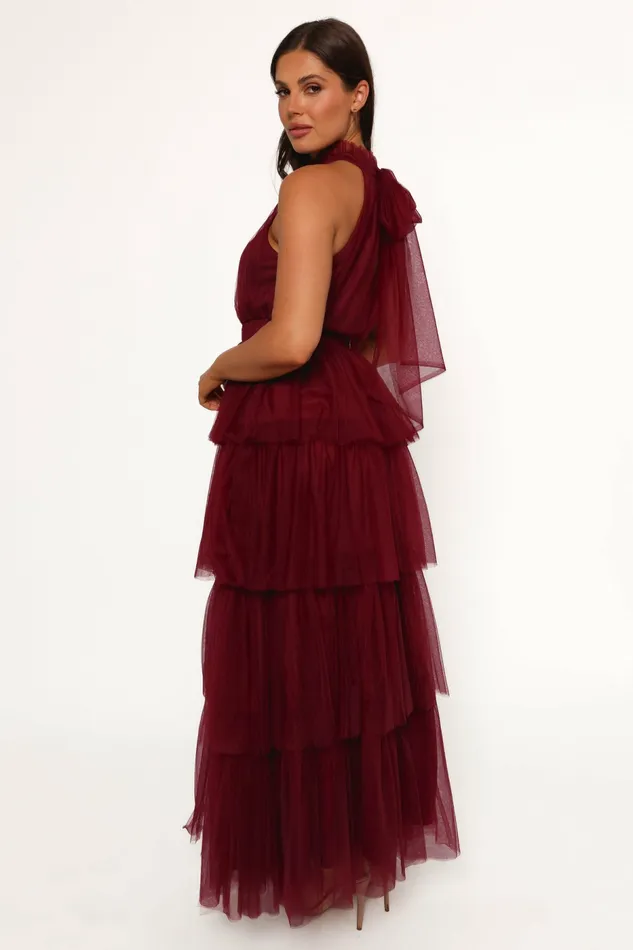 Women Frances Halterneck Maxi Dress Wine Dresses Petal and Pup