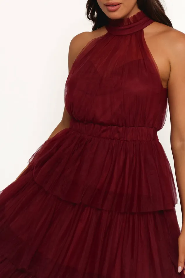 Women Frances Halterneck Maxi Dress Wine Dresses Petal and Pup