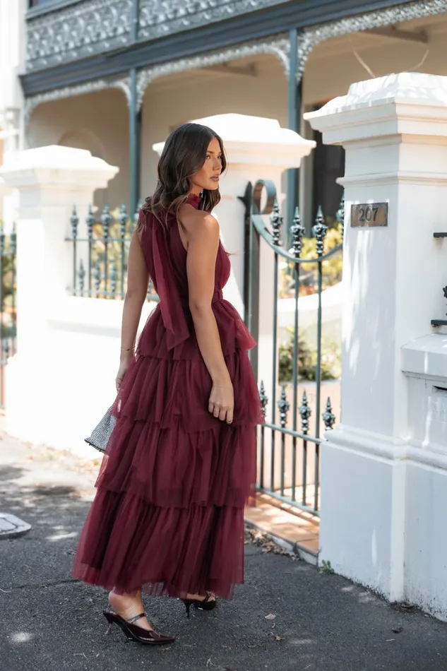 Women Frances Halterneck Maxi Dress Wine Dresses Petal and Pup