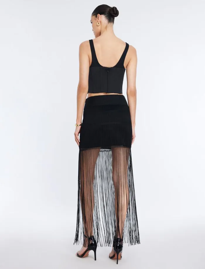 Women Fringe Mini Skirt Black BCBG Bottoms Women Fringe Mini Skirt Black BCBG Bottoms