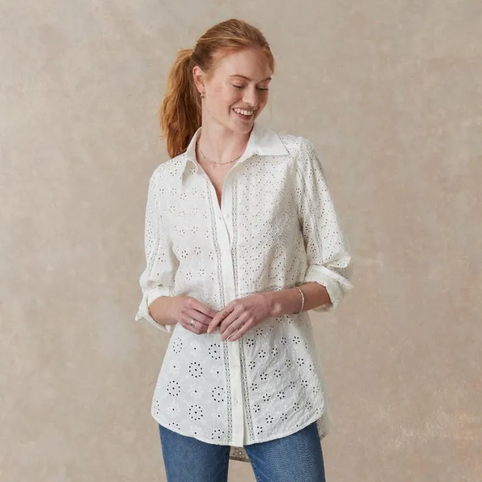 Women Gina Eyelet Tunic Black Sundance Catalog Tops Women Gina Eyelet Tunic Black Sundance Catalog Tops