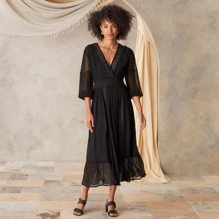 Women Giverny Dress Petite Black Sundance Catalog Dresses and Jumpsuits