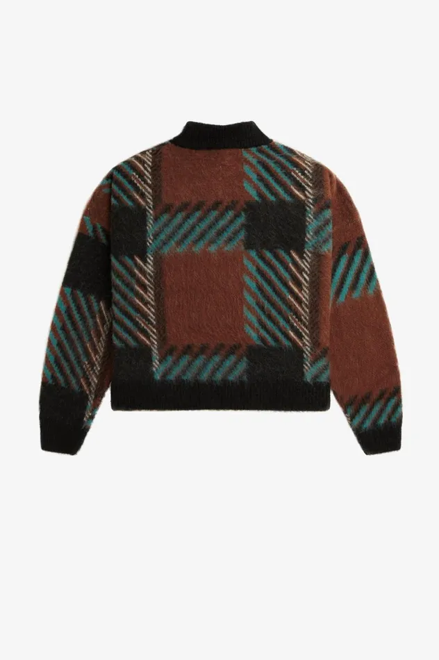 Women Glitch Tartan Jumper Whisky Brown Fred Perry Knitwear