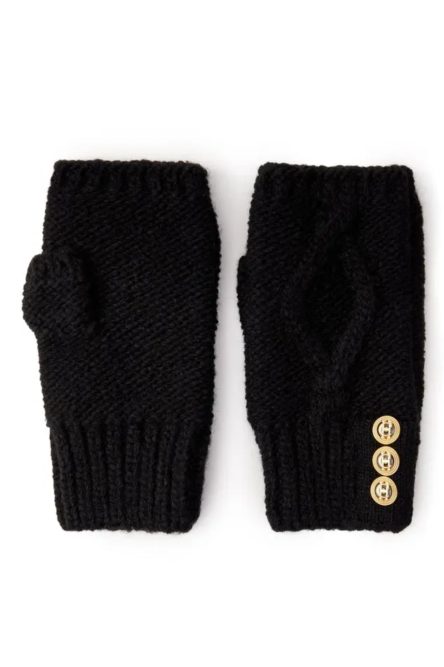 Women Gloves Holland Cooper Cortina Fingerless Gloves Black