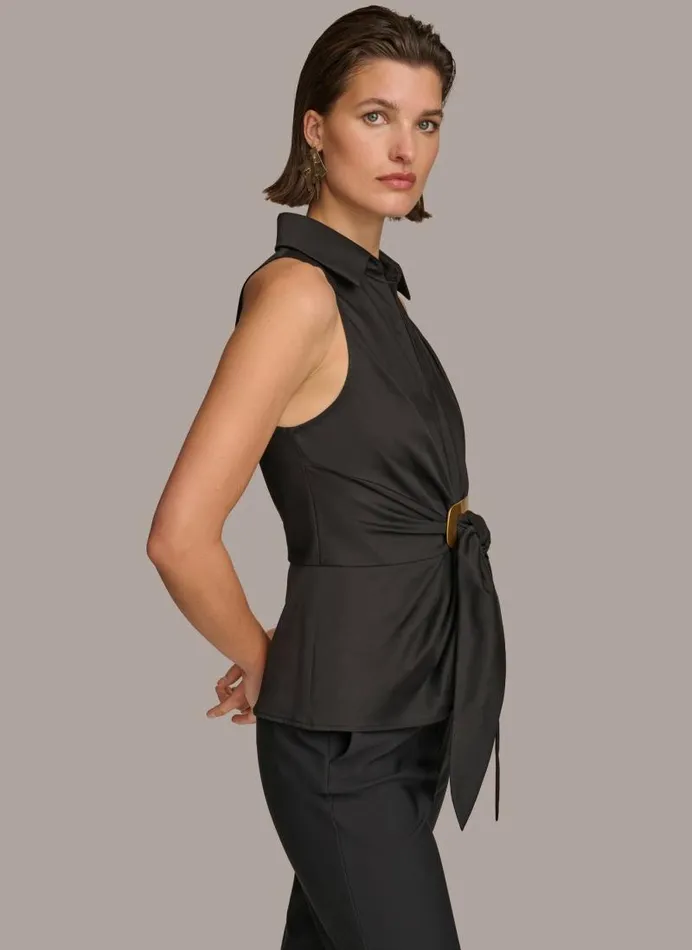 Women GOLD HARDWARE KNOT TOP Black Donna Karan New York Sweaters And Tops Women GOLD HARDWARE KNOT TOP Black Donna Karan New York Sweaters And Tops