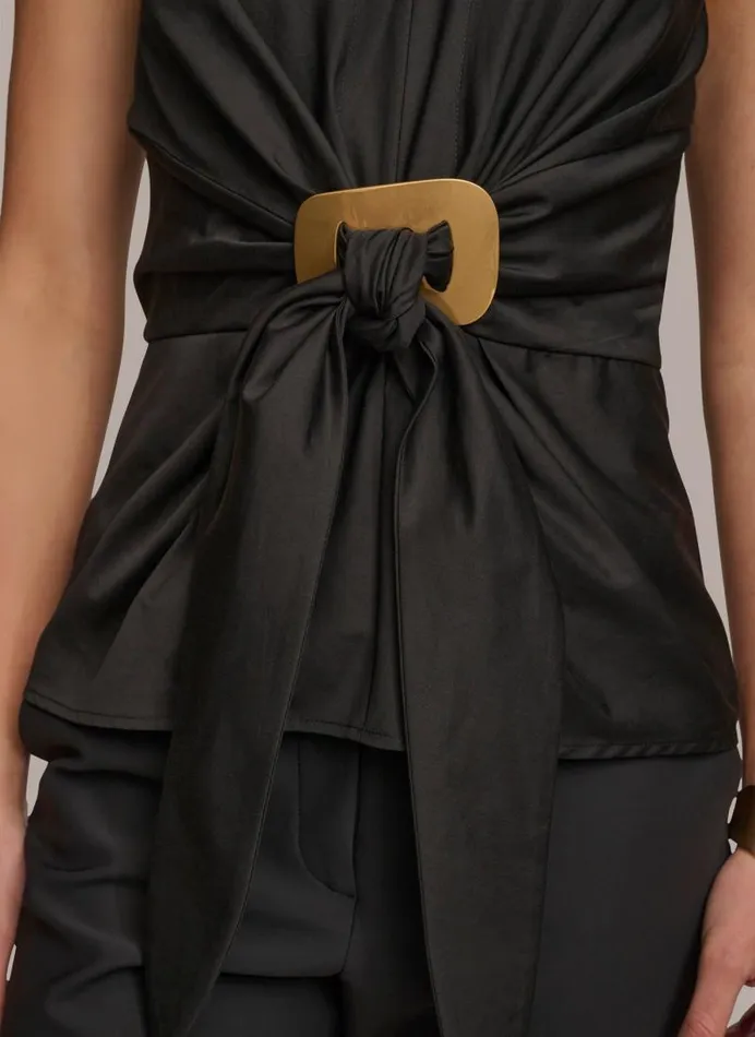 Women GOLD HARDWARE KNOT TOP Black Donna Karan New York Sweaters And Tops Women GOLD HARDWARE KNOT TOP Black Donna Karan New York Sweaters And Tops