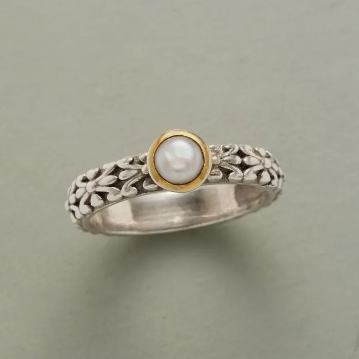 Women Golden Corona Pearl Ring Sundance Catalog Rings