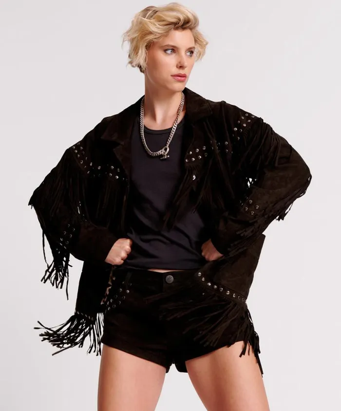 Women GOTHIC RODEO FRINGED SUEDE STUDDED JACKET One Teaspoon Jackets