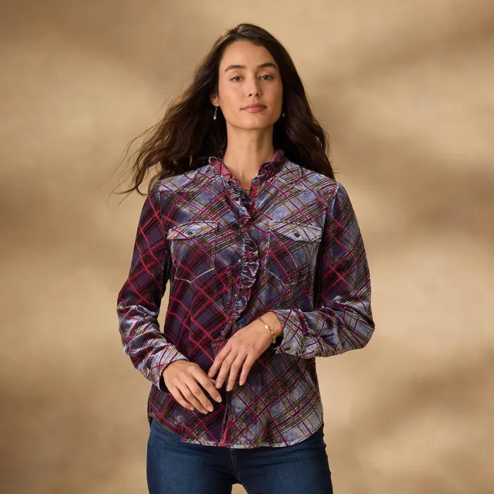 Women Gretel Plaid Velvet Shirt Petite Plaid Sundance Catalog Petite Styles