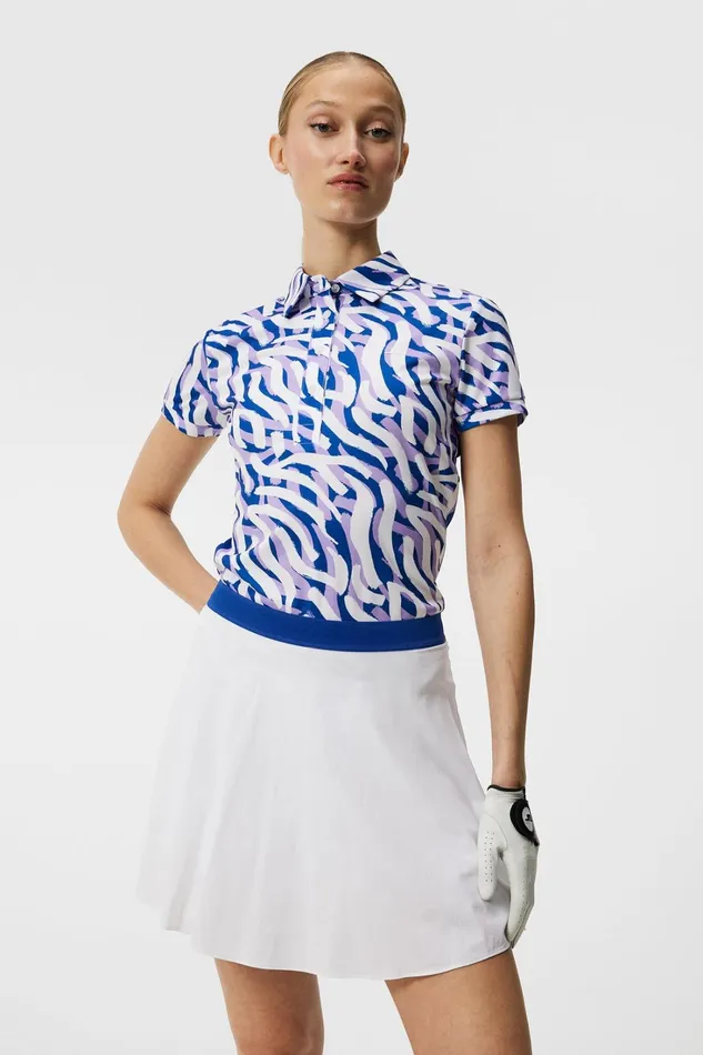 Women Hailey Print Polo Purple Painted Zebra JLindeberg Polo Shirts