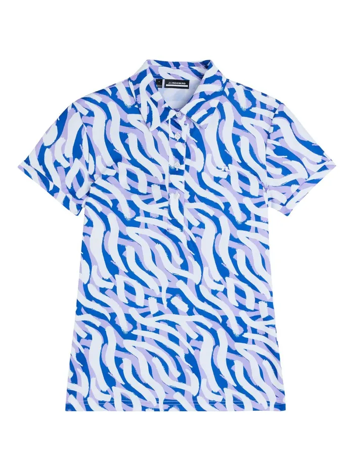 Women Hailey Print Polo Purple Painted Zebra JLindeberg Polo Shirts Women Hailey Print Polo Purple Painted Zebra JLindeberg Polo Shirts
