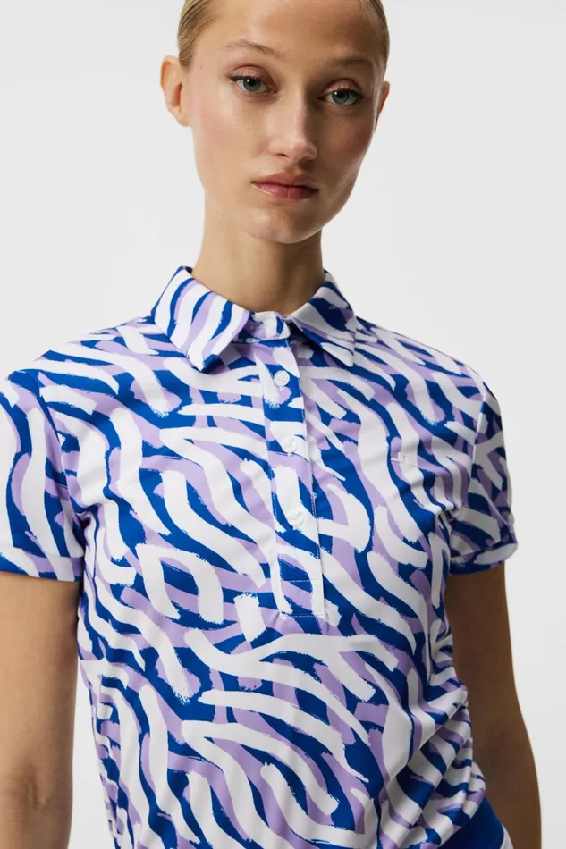 Women Hailey Print Polo Purple Painted Zebra JLindeberg Polo Shirts Women Hailey Print Polo Purple Painted Zebra JLindeberg Polo Shirts