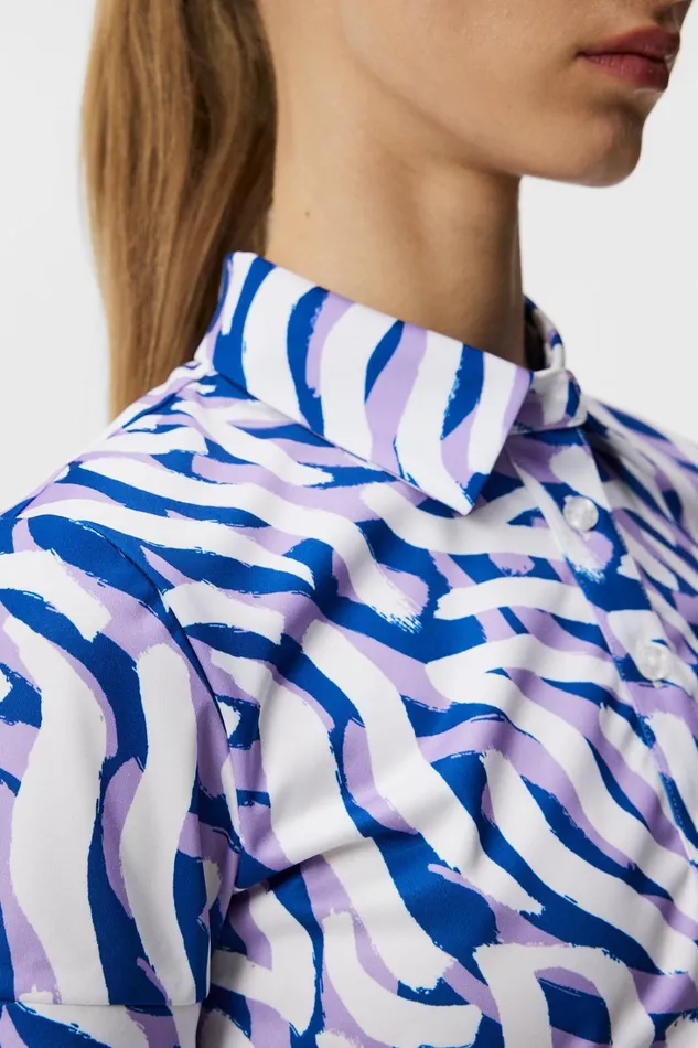 Women Hailey Print Polo Purple Painted Zebra JLindeberg Polo Shirts Women Hailey Print Polo Purple Painted Zebra JLindeberg Polo Shirts