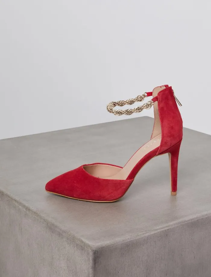 Women Haindi Pump Heel Lipstick Suede BCBG Shoes