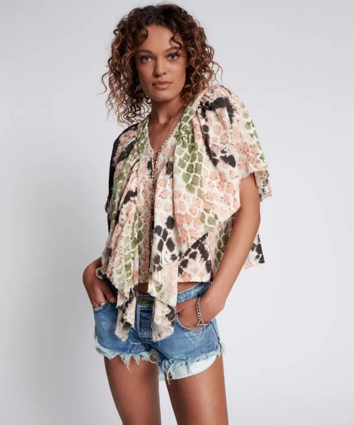 Women HAND PAINTED BOA TOP One Teaspoon Tops