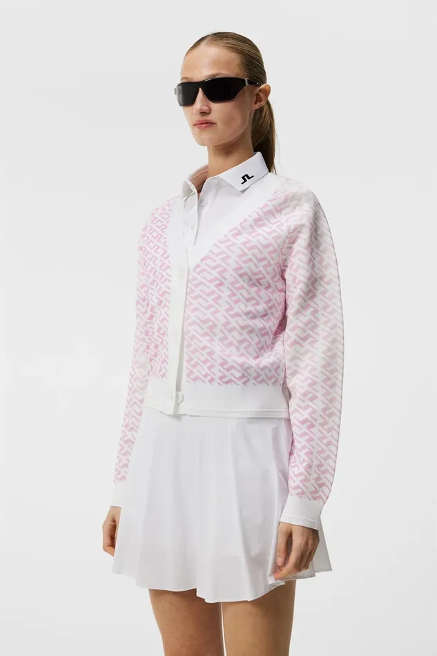 Women Hanna Knitted Cardigan White JLindeberg Knitwear