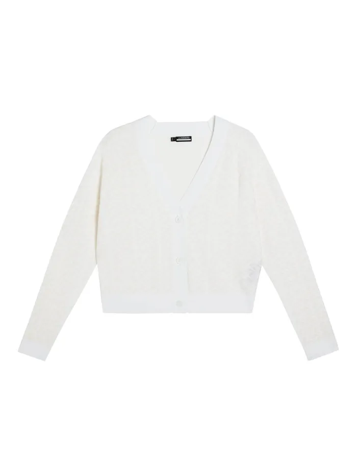 Women Hanna Knitted Cardigan White JLindeberg Knitwear Women Hanna Knitted Cardigan White JLindeberg Knitwear