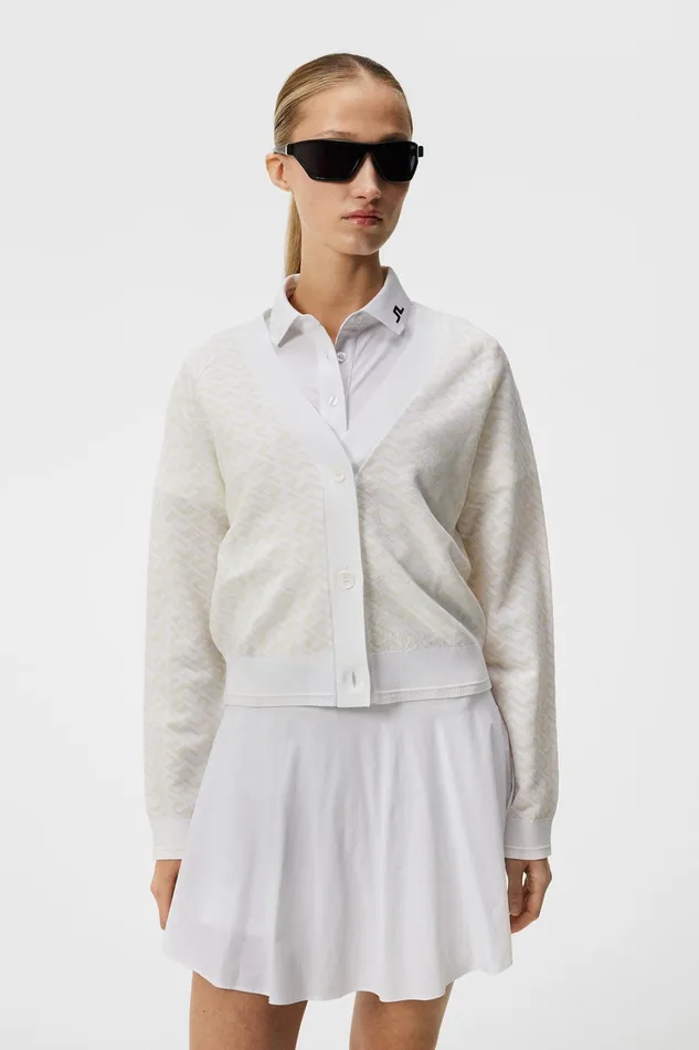 Women Hanna Knitted Cardigan White JLindeberg Knitwear Women Hanna Knitted Cardigan White JLindeberg Knitwear