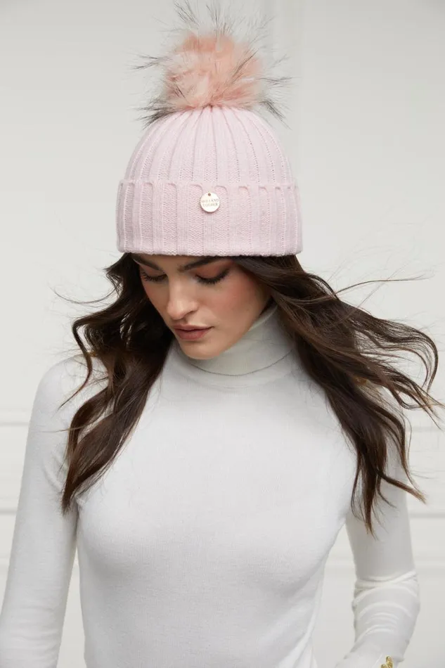 Women Hats and Headbands Holland Cooper Rib Bobble Hat Pink Women Hats and Headbands Holland Cooper Rib Bobble Hat Pink
