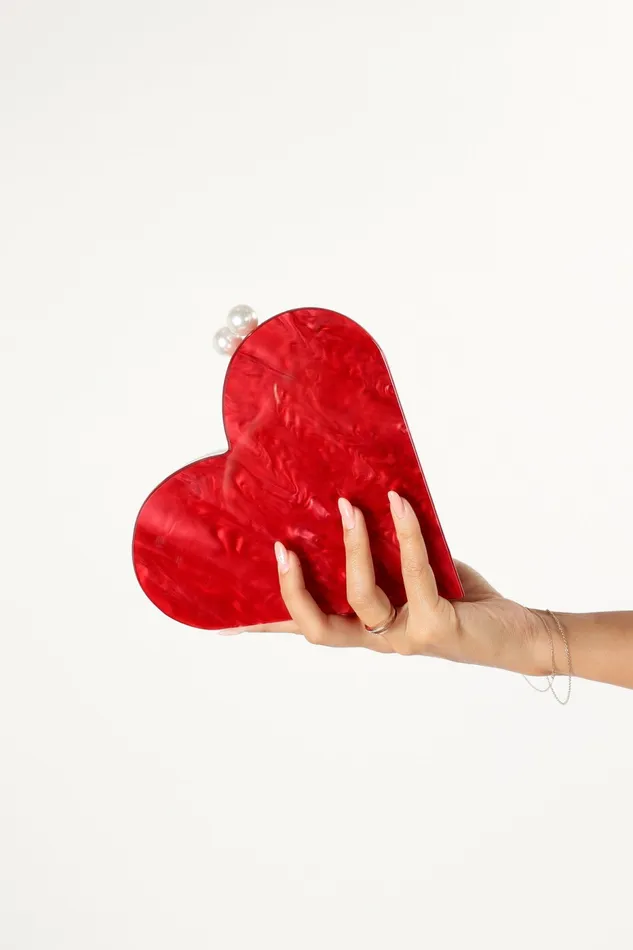 Women Heart Shaped Bag Red Bags and Wallets Petal and Pup